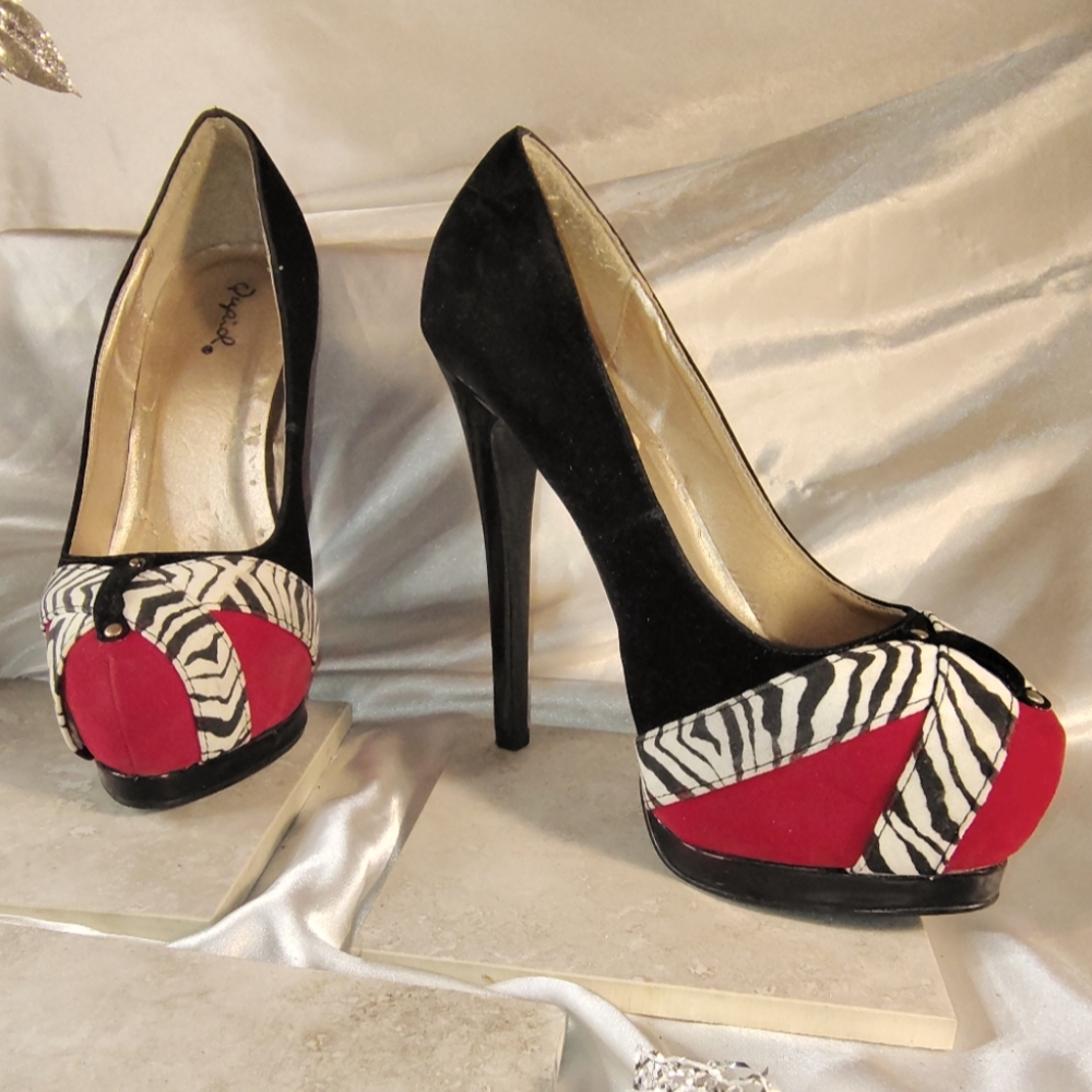 Women's Red and Black Platforms. Stilettos